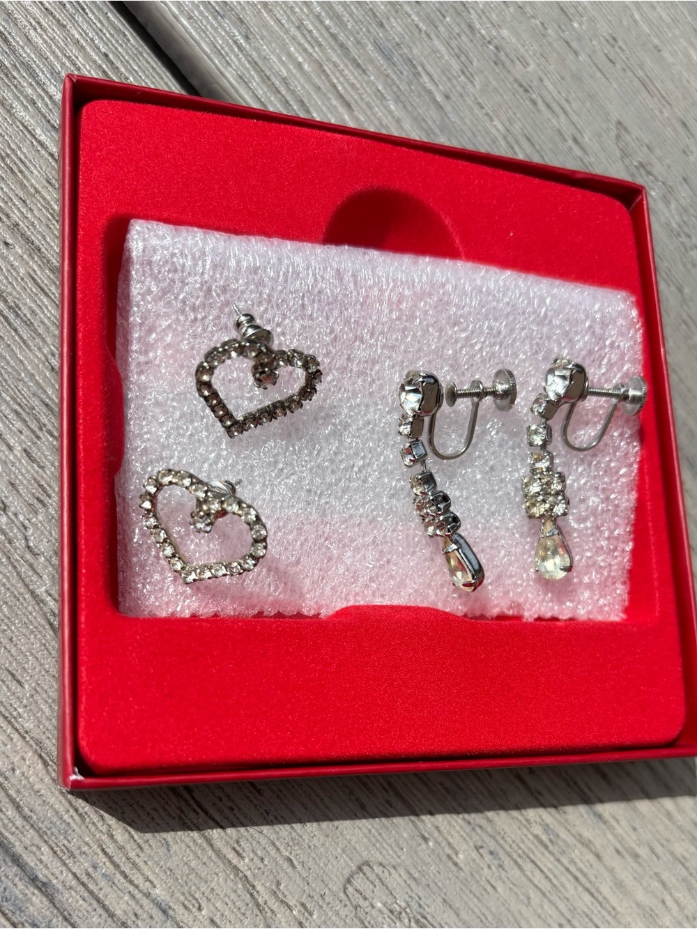 Set of 2 Vintage Rhinestone Earrings
